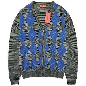 MISSONI Argyle Striped 100% Cashmere Cardigan IT48/M